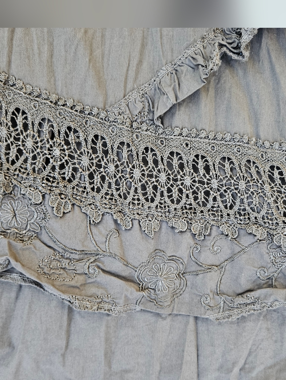 SUPER CUTE LACE DETAIL DRESS MADE IN ITALY SM/MED BEIGE LIKE NEW COTTON - Picture 3 of 7